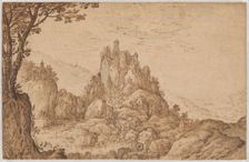 A Castle on a Crag in a Mountainous Landscape, late 1590s. Creator: Joos de Momper, the younger