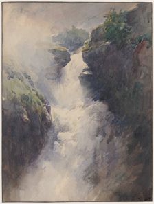 A Cascade in the Mountains, 1870s. Creator: Henri-Joseph Harpignies
