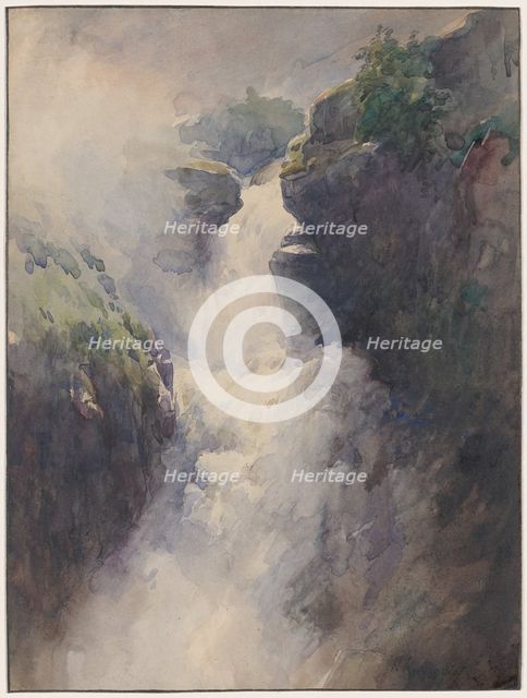 A Cascade in the Mountains, 1870s. Creator: Henri-Joseph Harpignies.