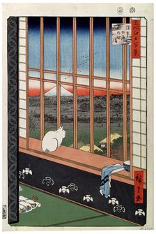 A Cat Sitting on the Window Seat 19th century. Artist: Ando Hiroshige