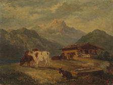 A cattle house in the Bavarian Alps, 1873. Creator: Johan Knutson