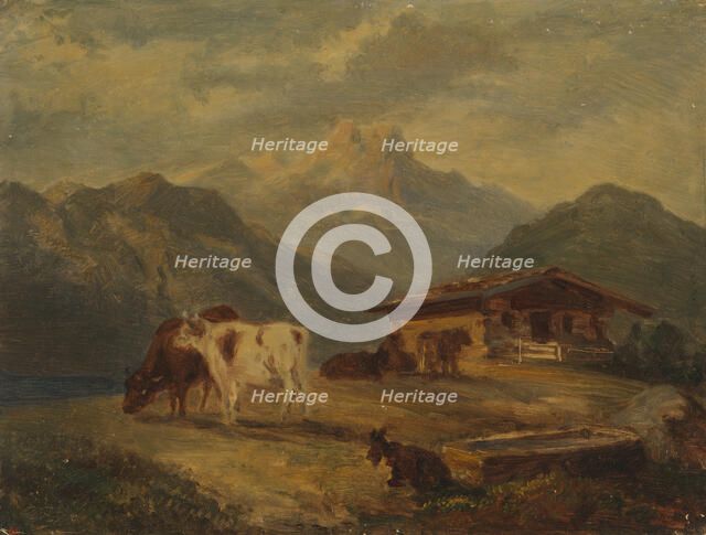 A cattle house in the Bavarian Alps, 1873. Creator: Johan Knutson.