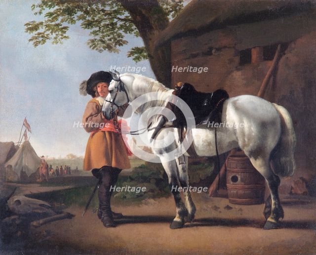 'A Cavalier with a Grey Horse', 17th century. Artist: Abraham Pietersz van Kalraet.