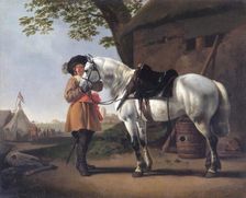 A Cavalier with a Grey Horse 17th century. Artist: Abraham Pietersz van Kalraet