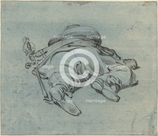A Cavalier Lying on the Ground, c. 1640. Creator: Jan Dirksz Both.