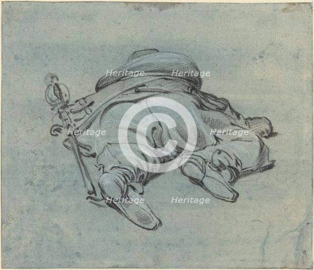 A Cavalier Lying on the Ground, c. 1640. Creator: Jan Dirksz Both.