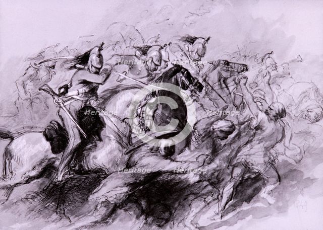 A Cavalry Charge, 1849. Artist: Sir John Gilbert