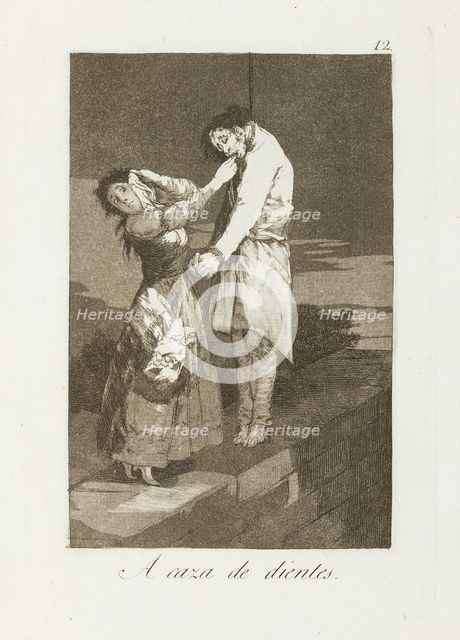 A caza de dientes.; Los Caprichos, pl.12, 1799. Creator: Francisco Goya.