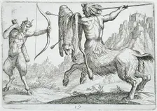 A Centaur Attacking a Satyr, 1610. Creator: Hendrick Hondius I