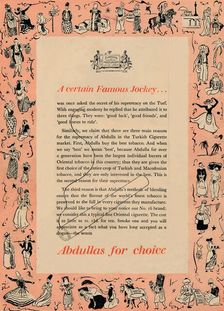 A certain Famous Jockey Abdullas for choice 1939