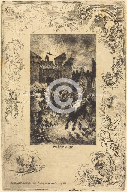 A cette lueur soudaine... (In the sudden gleam of light...), 1878. Creator: Felix Hilaire Buhot.