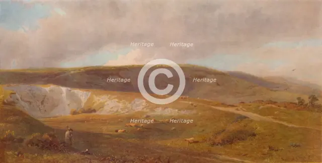 'A Chalk Pit on the Downs, near Eastbourne', 1871, (1935). Artist: Henry George Hine.