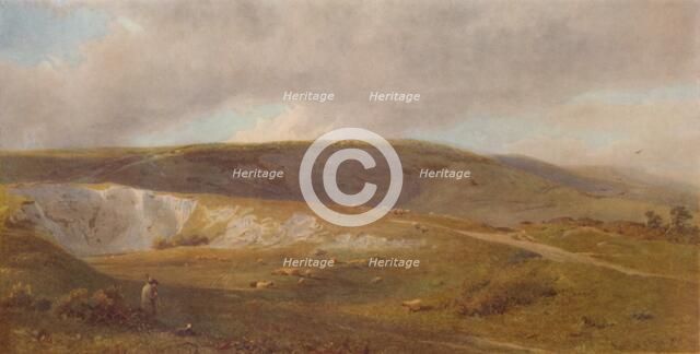 'A Chalk Pit on the Downs, near Eastbourne', 1871, (1935). Artist: Henry George Hine.
