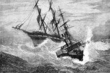 A Channel tug trying to get a rope on board a distressed vessel in a storm, 1881. Creator: John Greenaway