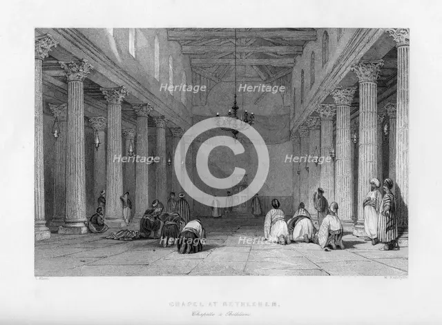 A chapel in Bethlehem, Israel, 1841.Artist: E Redclyffe