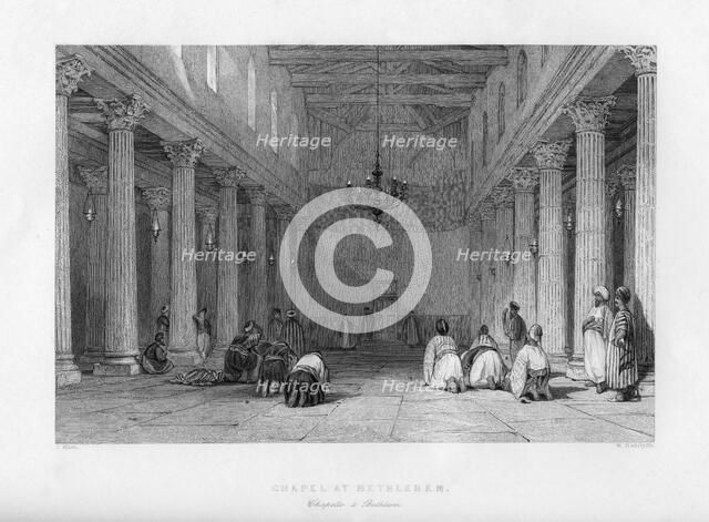 A chapel in Bethlehem, Israel, 1841.Artist: E Redclyffe