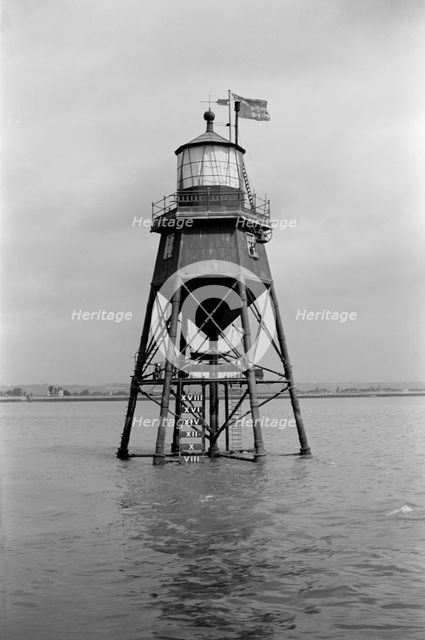 A Chapman Light in the Thames Estuary off Canvey Island, Essex, c1945-c1965. Artist: SW Rawlings