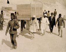 A chariot being removed from Tutankhamun's tomb, Valley of the Kings, Egypt, 1920s. Creator: Harry Burton