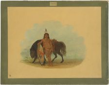 A Cheyenne Warrior Resting His Horse, 1861/1869. Creator: George Catlin