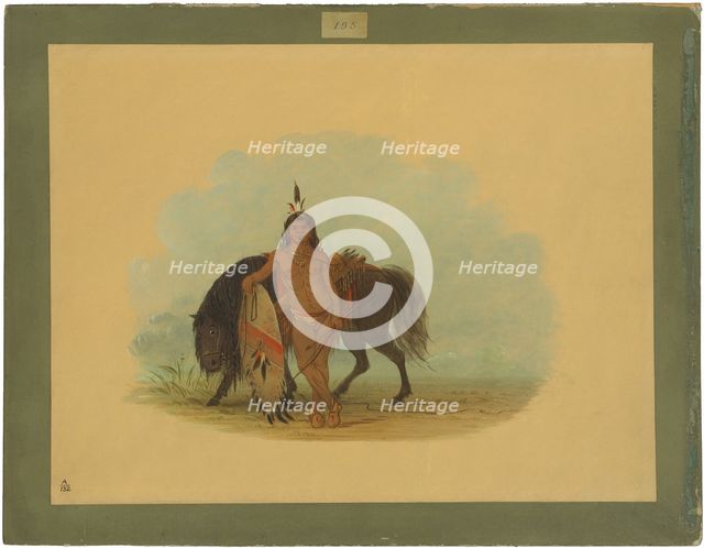 A Cheyenne Warrior Resting His Horse, 1861/1869. Creator: George Catlin.