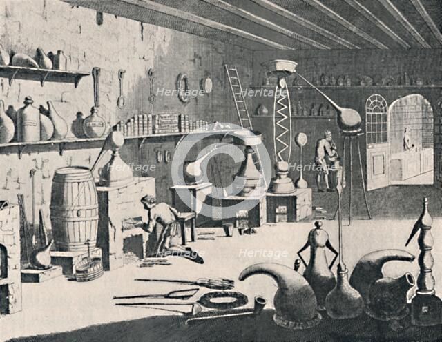 'A Chemical Laboratory in 1747', 1747, (1904). Artist: Unknown.