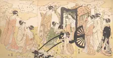 A Cherry-Viewing Excursion by a Noble Lady and Attendants, ca. 1797. Creator: Hosoda Eishi