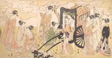 A Cherry-Viewing Excursion by a Noble Lady and Attendants, ca. 1797. Creator: Hosoda Eishi