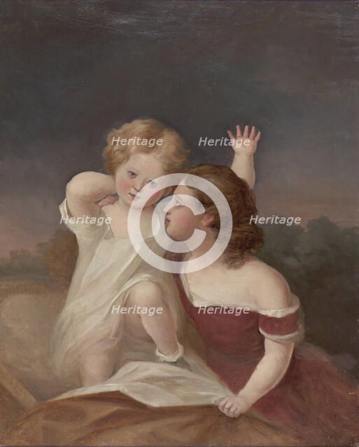 A Child and a Young Girl, Portrait Sketch. Creator: Berndt Godenhjelm.