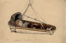 A child in a birch bark cradle, Selkups, 1920. Creator: A. G. Vargin