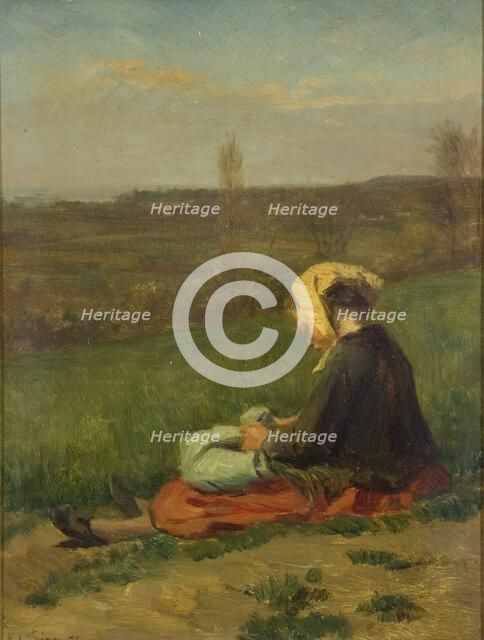 'A child in a field', 1871. Artist: Pierre Edouard Frere.
