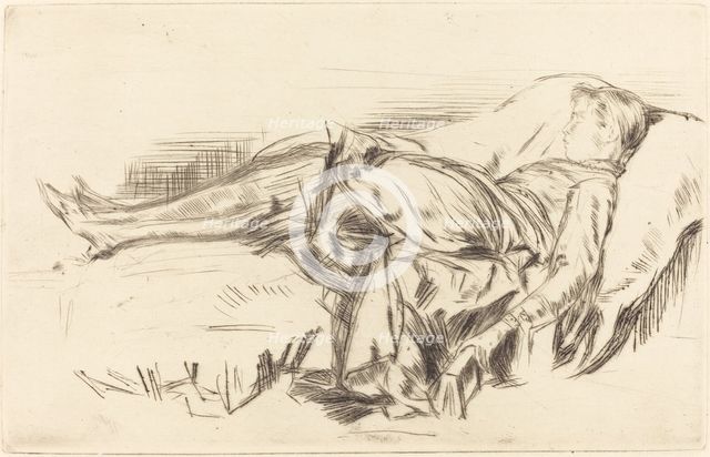 A Child on a Couch, No.2, c. 1873/1875. Creator: James Abbott McNeill Whistler.