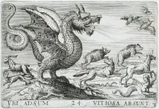 A Chimerical Animal Chasing Other Animals, 1610. Creator: Hendrick Hondius I