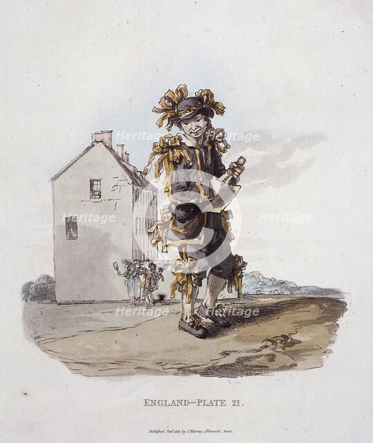 A chimney-sweep dressed in May Day costume, Provincial Characters, 1813. Artist: Anon