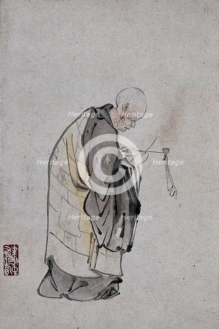 A Chinese man lighting a pipe, (between 1800 and 1899?). Creator: Unknown.