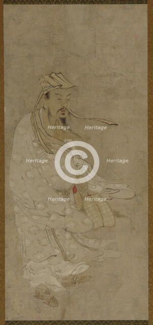 A Chinese man standing in a high wind, Edo period, 17th century. Creator: Unknown.