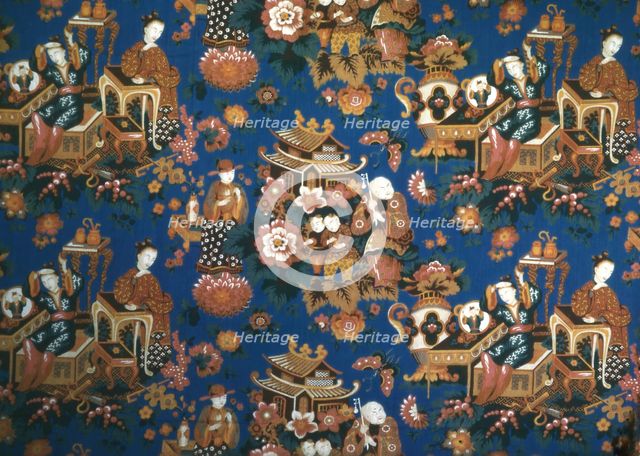 A Chinese Tea Party (Furnishing Fabric), Manchester, c. 1854. Creator: Daniel Lee & Co.