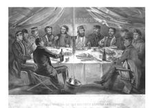 A Christmas Dinner on the Heights before Sebastopol. 1855. Artist: John Alfred Vinter