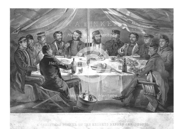 'A Christmas Dinner on the Heights before Sebastopol.', 1855. Artist: John Alfred Vinter.