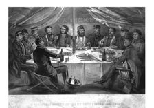 A Christmas Dinner on the Heights before Sebastopol. 1855. Artist: John Alfred Vinter