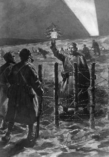 A Christmas incident in the trenches in the west, December 1914, (1920). Creator: Frederick Villiers