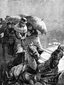 A Christmas Journey as we Used to Do It - drawn by A. E. Emslie, 1881. Creator: William James Palmer