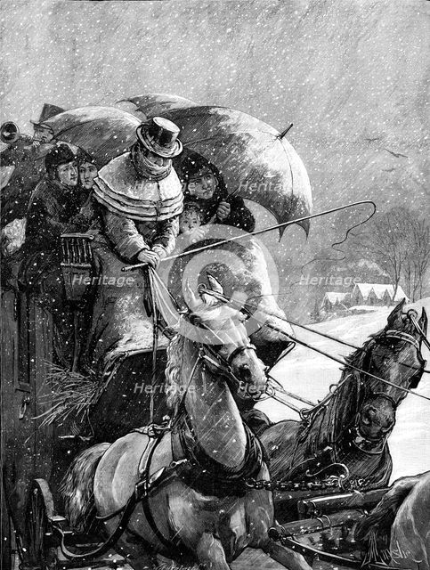 A Christmas Journey as we Used to Do It - drawn by A. E. Emslie, 1881. Creator: William James Palmer.