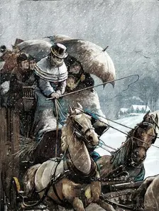 A Christmas Journey as we Used to Do It - drawn by A. E. Emslie, 1881. Creator: William James Palmer