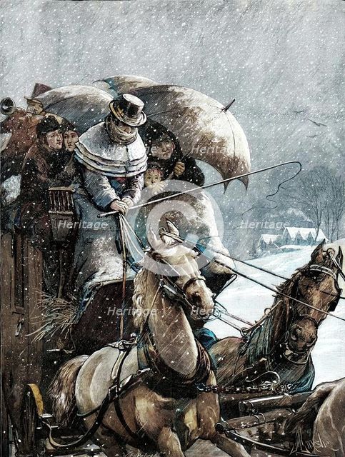 A Christmas Journey as we Used to Do It - drawn by A. E. Emslie, 1881. Creator: William James Palmer.