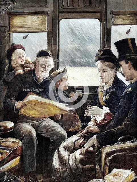 A Christmas Journey as we Do It Now - drawn by A. E. Emslie, 1881. Creator: W. I. Mosses.
