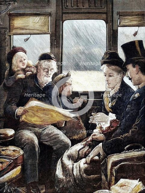 A Christmas Journey as we Do It Now - drawn by A. E. Emslie, 1881. Creator: W. I. Mosses.