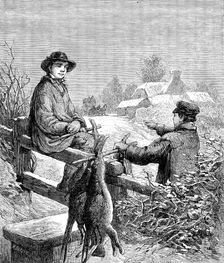 A Christmas present: waiting for the coach - drawn by E. Duncan, 1861. Creator: Mason Jackson
