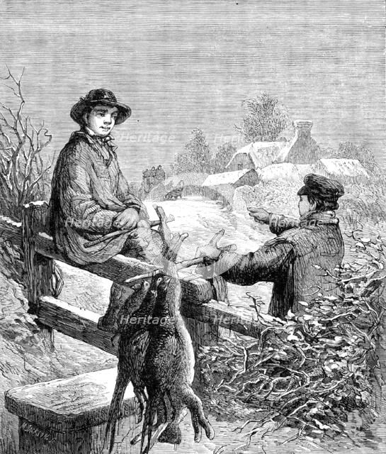 A Christmas present: waiting for the coach - drawn by E. Duncan, 1861. Creator: Mason Jackson.
