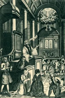 A Church Service c1700, (1947). Creator: C. Bowles