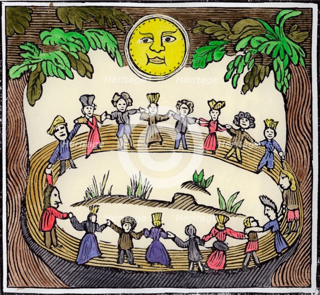 A circle of witches dancing beneath a full Moon, 19th or early 20th century. Creator: William Linnell.